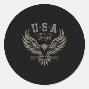 Usa 1776 2026 Anniversary Steel Gray  Classic Round Sticker