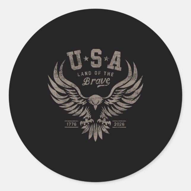 Usa 1776 2026 Anniversary Steel Gray  Classic Round Sticker (Front)