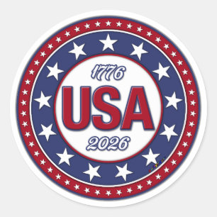 USA 1776 - 2026 CLASSIC ROUND STICKER