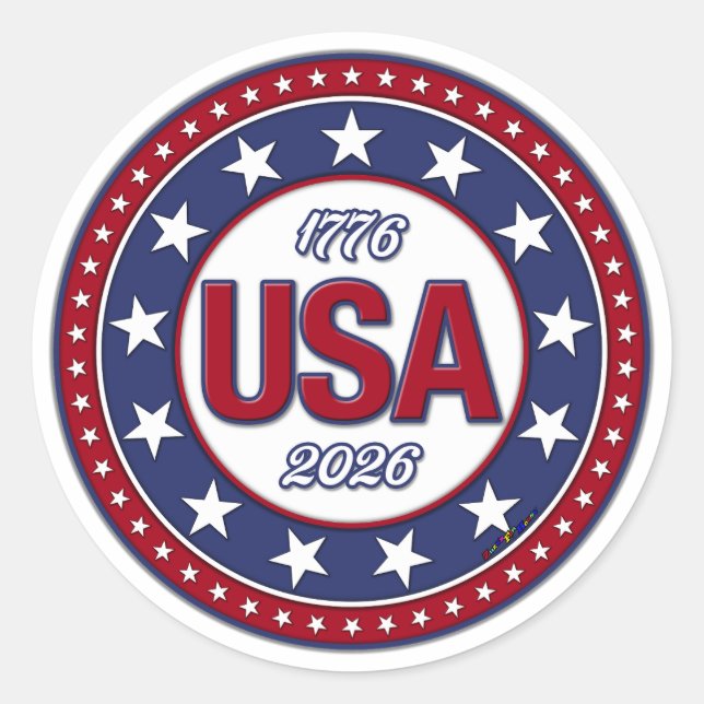 USA 1776 - 2026 CLASSIC ROUND STICKER (Front)