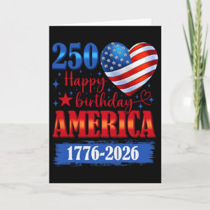 Usa 1776 2026 July 4th 250th Birthday Usa 250 Year Card