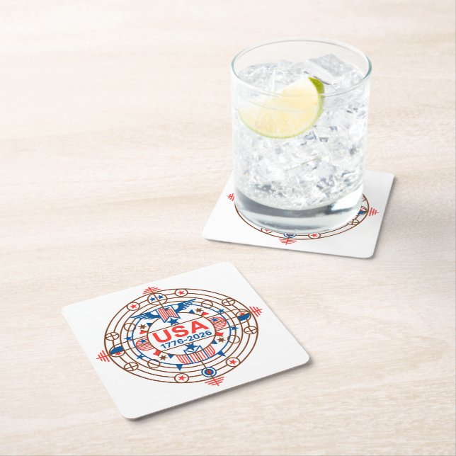 USA 1776-2026 SQUARE PAPER COASTER (Insitu)