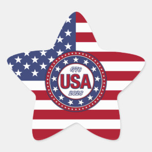 USA 1776 - 2026 With USA Flag Star Sticker
