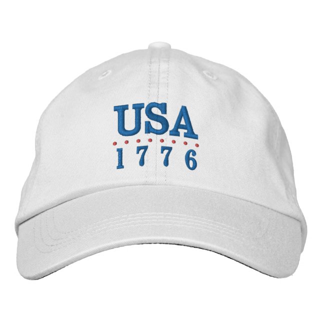 USA 1776 Patriotic  Embroidered Hat (Front)