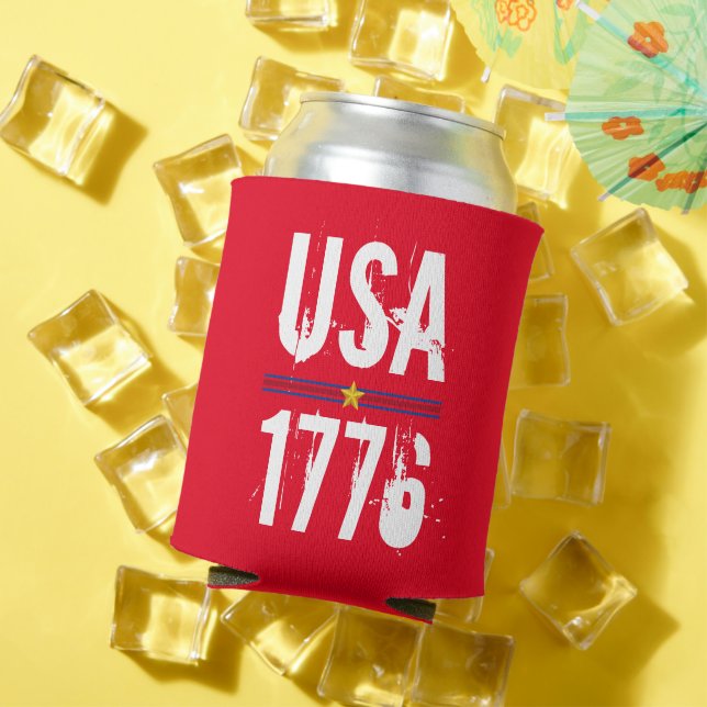 USA 1776 Patriotic Red  Can Cooler (In Situ Summer)