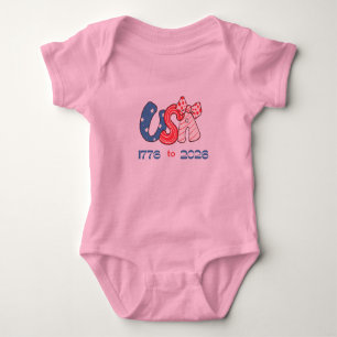 USA 1776 to 2026 250th Birthday Celebration Baby Bodysuit