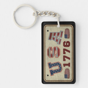 USA 1776 Vintage American Flag Key Ring