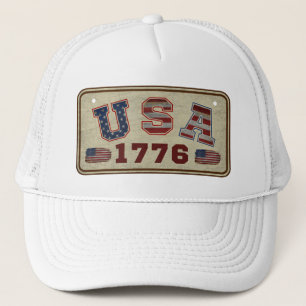 USA 1776 Vintage American Flag Trucker Hat
