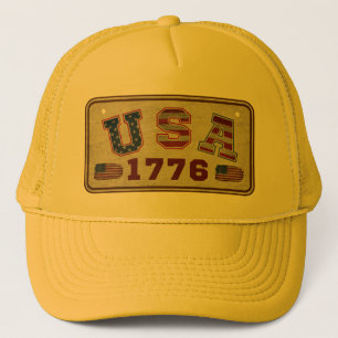 USA 1776 Vintage American Flag Trucker Hat