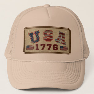 USA 1776 Vintage American Flag Trucker Hat