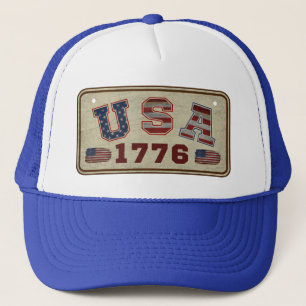 USA 1776 Vintage American Flag Trucker Hat
