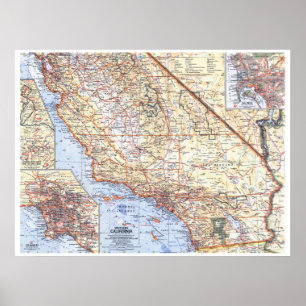" USA: 1966 Southern California detailed map ... Poster