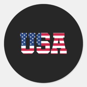 Usa 1 Patriotic American Flag Men Women Kids July Classic Round Sticker