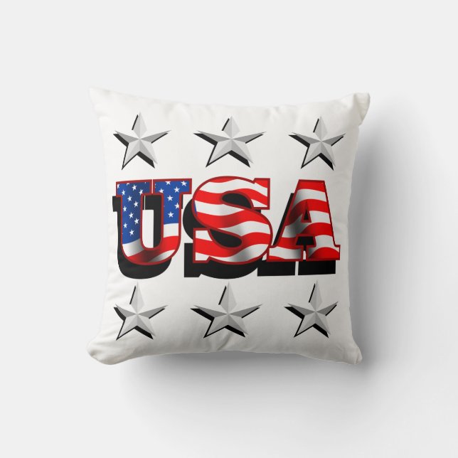 USA 1 with Stars Throw Pillow (Front)