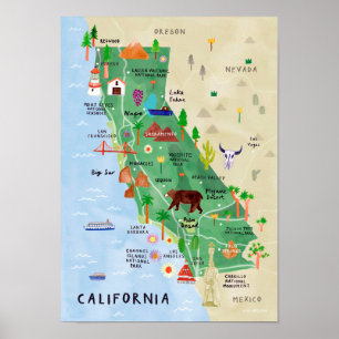 " USA: 2021/heute Kalifornien - Nationalpark Karte Poster