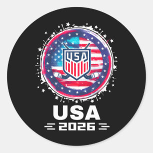 Usa 2026 Hockey American Flag Women Men Kids Hocke Classic Round Sticker