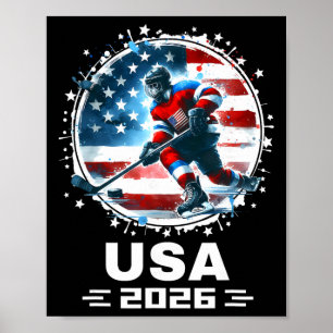 Usa 2026 Hockey American Flag Women Men Kids Hocke Poster