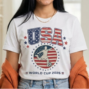 USA 2026 Patriotic Soccer Player Star Badge  T-Shirt