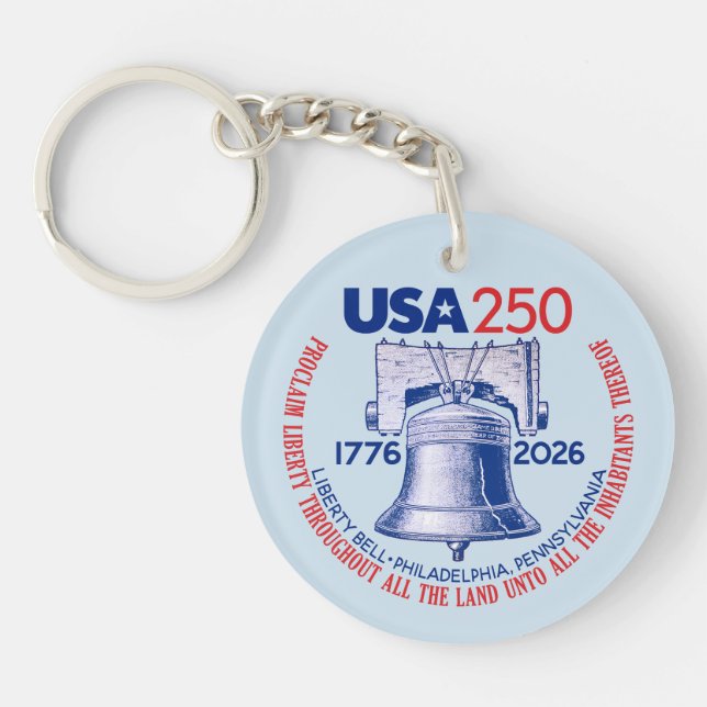 USA 250 - 1776-2026 - Liberty Bell Red White Blue Key Ring (Front)