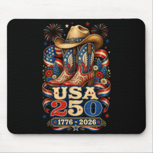Usa 250 1776 2026 Patriotic Western Cowgirl 4th Of Mouse Pad