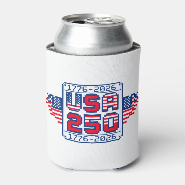 USA 250 – 1776 to 2026 Pixel Art Can Cooler (Can Front)