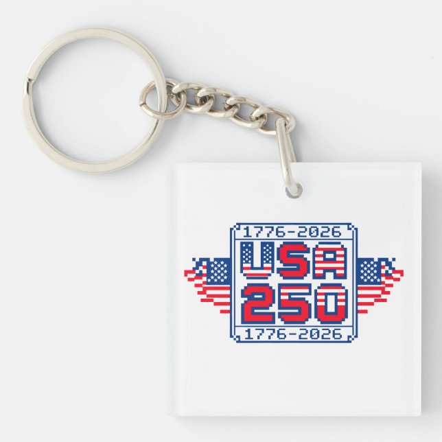 USA 250 – 1776 to 2026 Pixel Art Key Ring (Front)