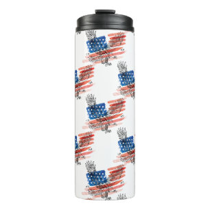 USA 250 - American Flag - Bald Eagle - Watercolor Thermal Tumbler