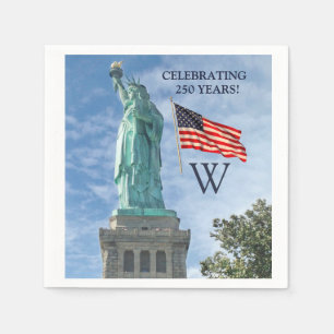 USA 250 American Flag Statue of Liberty Monogram  Napkin