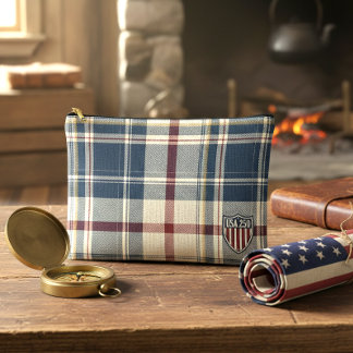 USA 250 American Plaid Shield Motif ID1301 Accessory Pouch