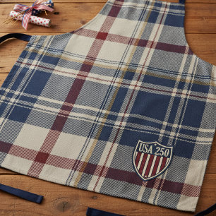 USA 250 American Plaid Shield Motif ID1301 Apron