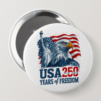 USA 250 America's Semiquincentenl Liberty & Eagle 10 Cm Round Badge