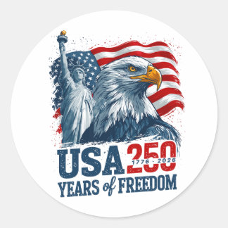 USA 250 America's Semiquincentenl Liberty & Eagle Classic Round Sticker