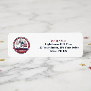 USA 250 Anniversary Lighthouse 1776-2026 Firework  Return Address Label