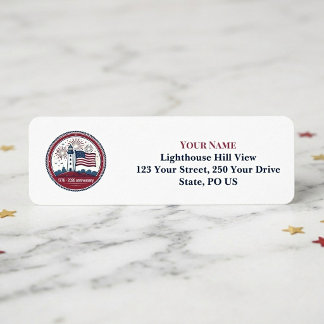 USA 250 Anniversary Lighthouse 1776-2026 Firework Return Address Label