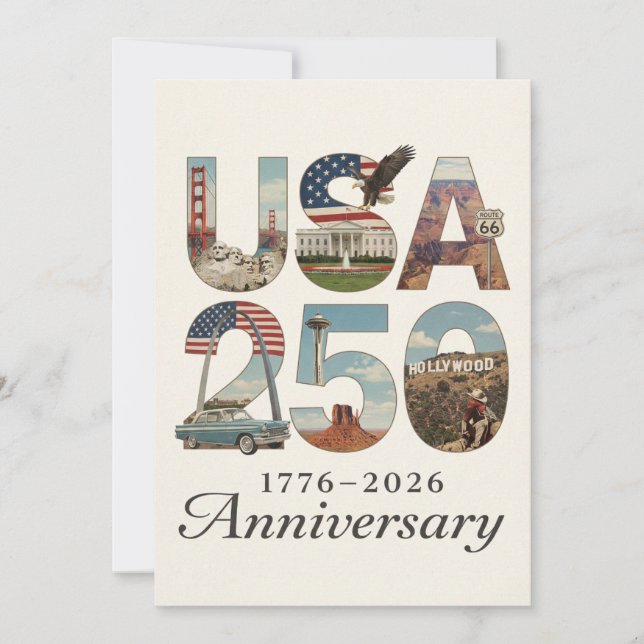 USA 250 Anniversary Patriotic American History Holiday Card (Front)