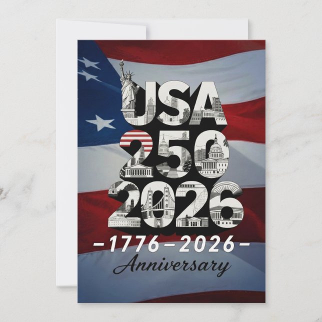 USA 250 Anniversary Patriotic American History Holiday Card (Front)