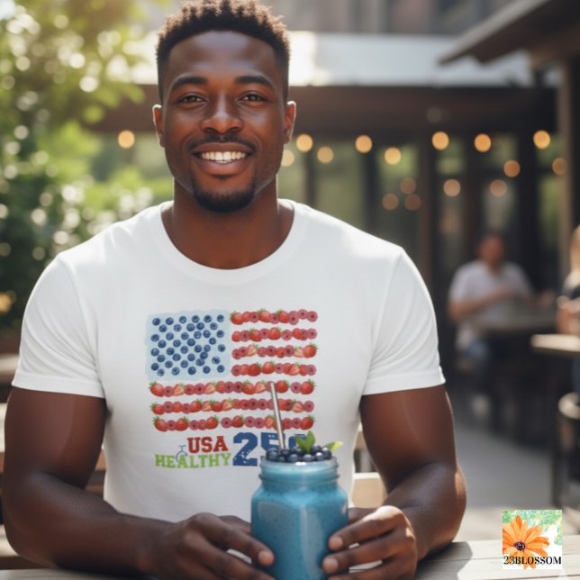 USA 250 Berry Flag Healthy Patriot T‑Shirt T-Shirt (Creator Uploaded)