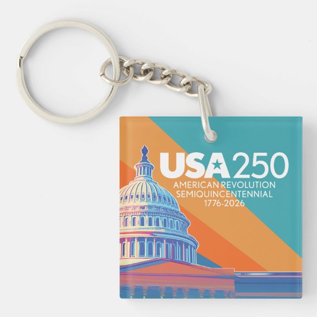 USA 250 Birthday Capital - America Celebration Key Ring (Front)