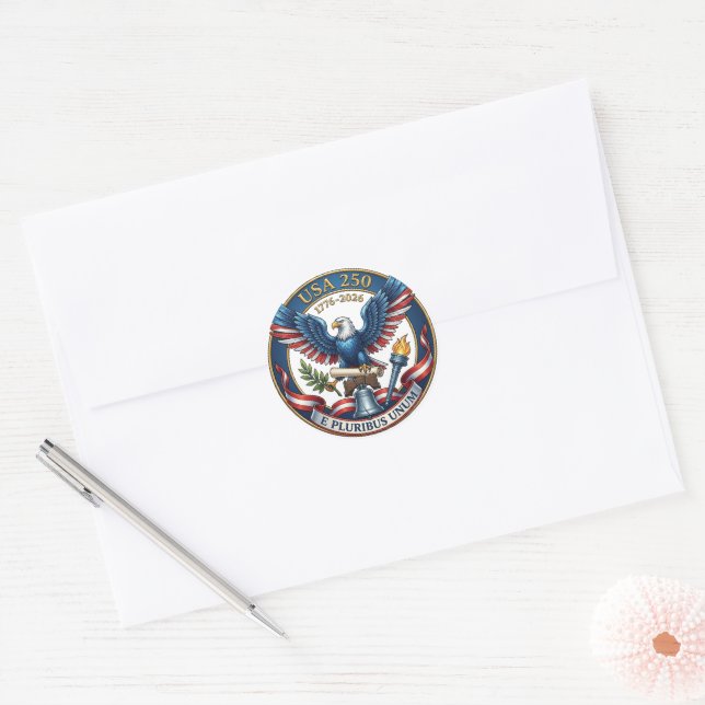 USA 250 Eagle Classic Round Sticker (Envelope)