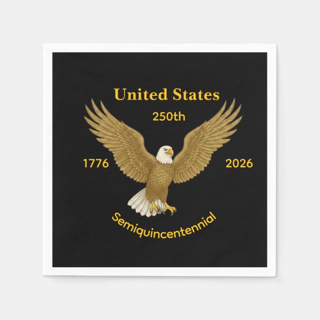 USA 250 Elegant Black Paper Napkins (Front)