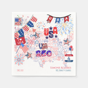 USA 250 July 4th Party Decor Patriotic Theme Napkin