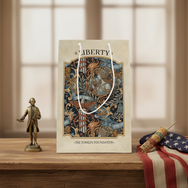 USA 250 Liberty Art Nouveau Pattern Border ID1302 Medium Gift Bag (Creator Uploaded)