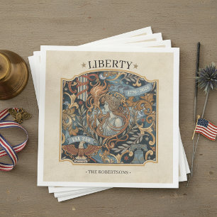 USA 250 Liberty Art Nouveau Pattern Border ID1302 Napkin