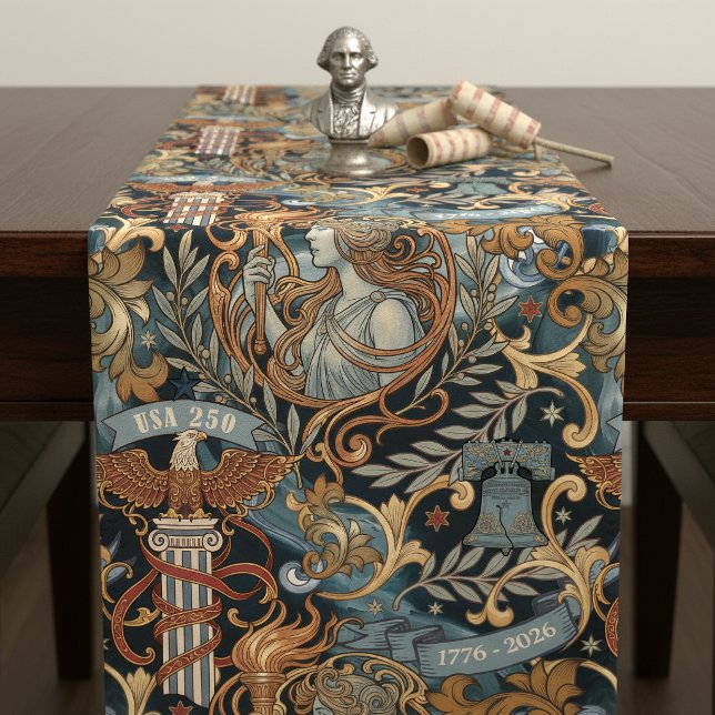 USA 250 Liberty Art Nouveau Pattern ID1302 Short Table Runner (Creator Uploaded)