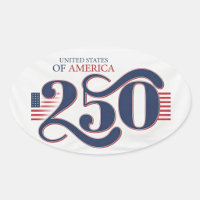 USA 250 Oval Patriotic Stickers