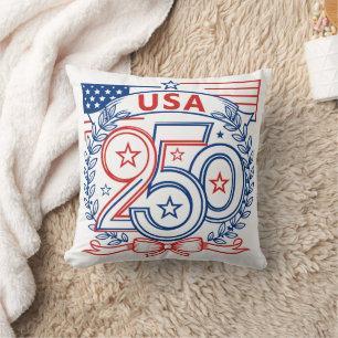 USA 250 Patriotic Anniversary Emblem Design Cushion