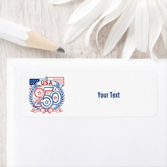 USA 250 Patriotic Anniversary Emblem Design Return Address Label (Insitu)