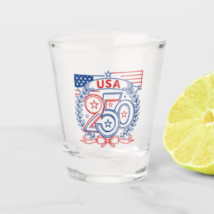 USA 250 Patriotic Anniversary Emblem Design Shot Glass