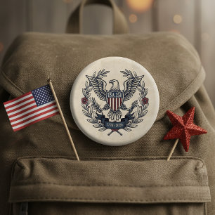 USA 250 Patriotic Eagle Heritage Motif Crm ID1299 10 Cm Round Badge