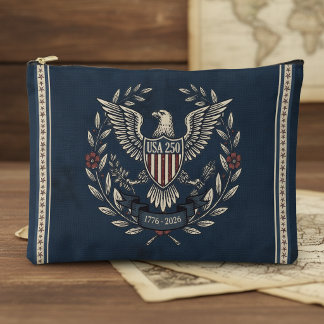 USA 250 Patriotic Eagle Heritage Motif Navy ID1299 Accessory Pouch